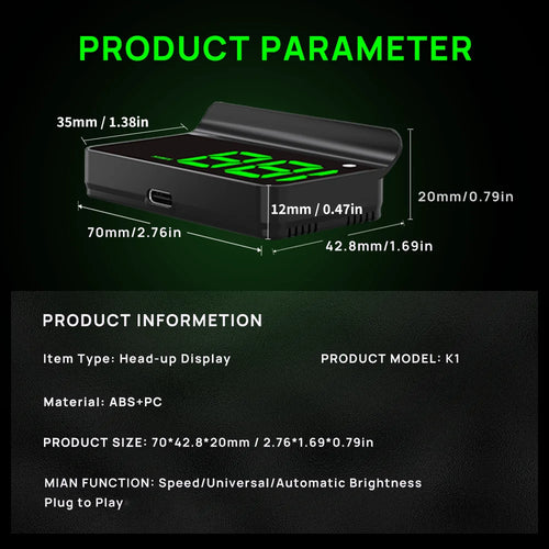 KWHUD GPS Car Head-Up Display – Digital Speedometer