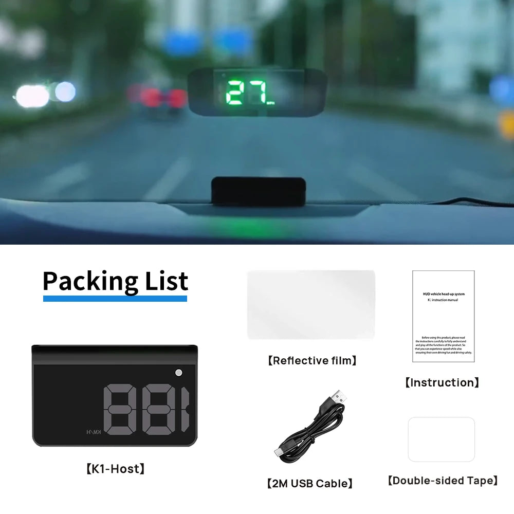KWHUD GPS Car Head-Up Display – Digital Speedometer