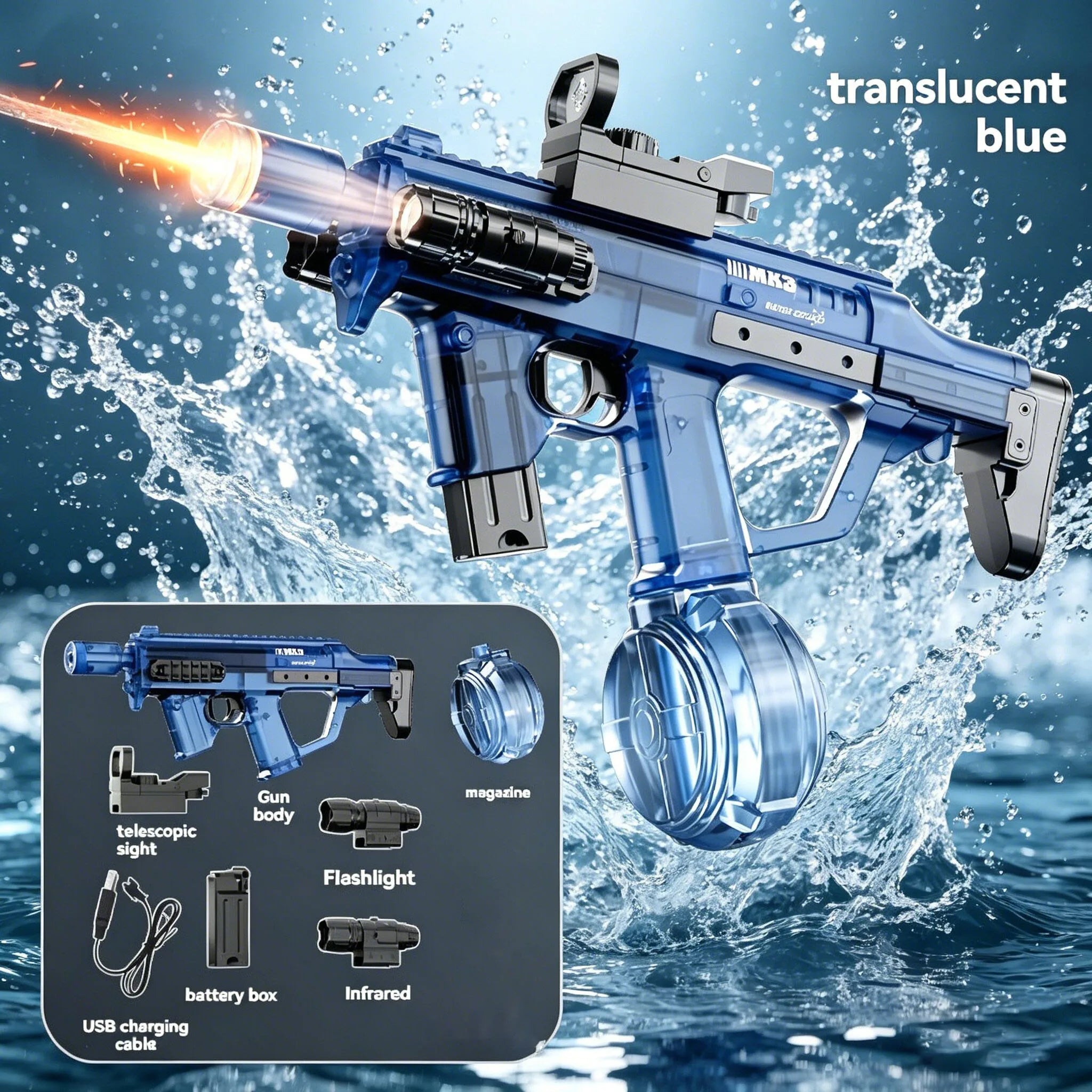 Electric Water Gun Pro™ – Automatic LED Water Blaster Toy for Kids & Adults